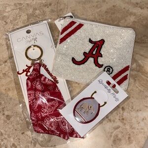 Beaded Pouch with Red Stripes- Alabama themed set